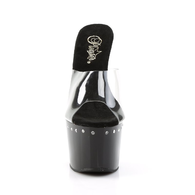 Černé sexy pantofle na vysokém podpatku ADO701LS/C/B | ADORE-701LS Pleaser - zepředu