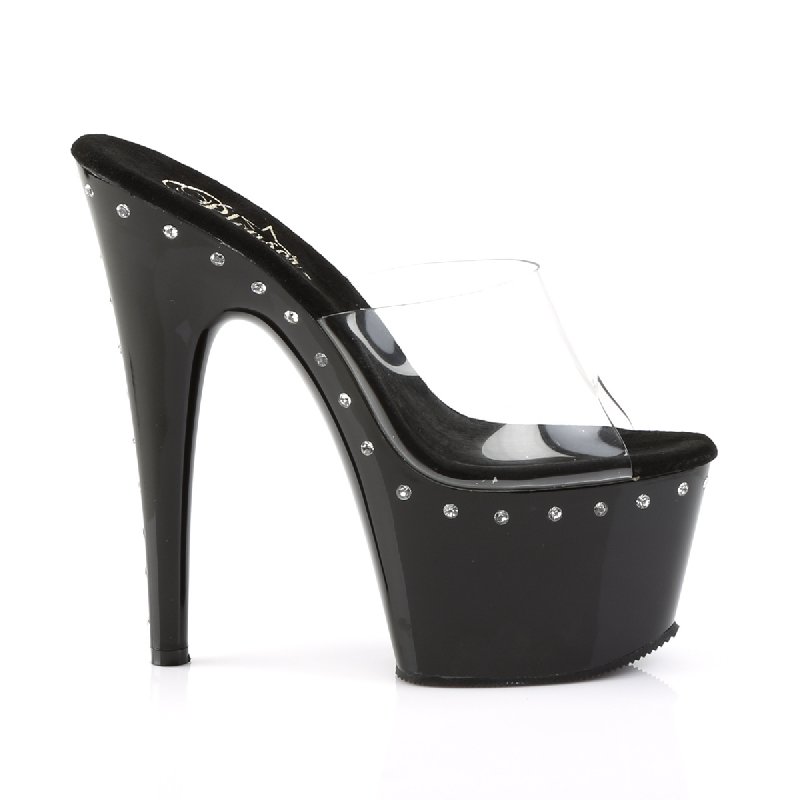 Černé sexy pantofle na vysokém podpatku ADO701LS/C/B | ADORE-701LS Pleaser - z vnějšku