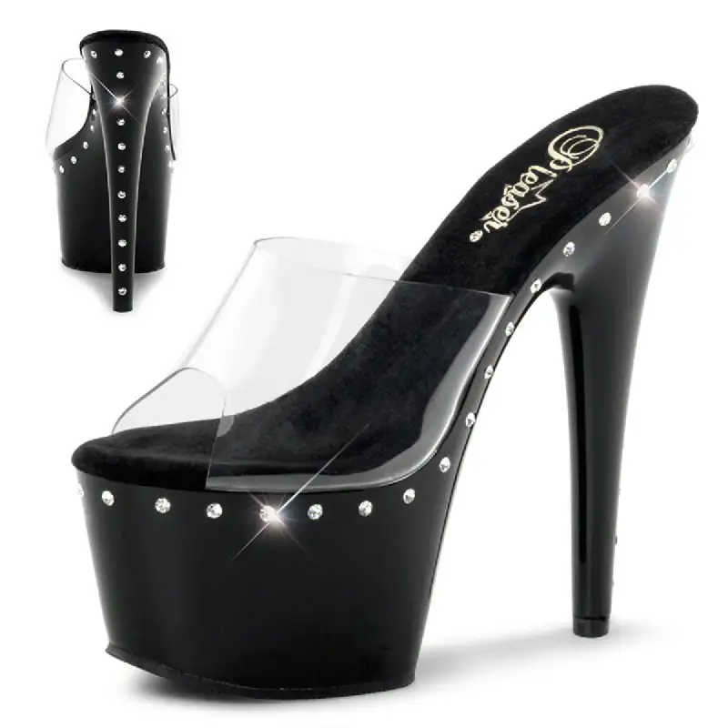 Černé sexy pantofle na vysokém podpatku ADO701LS/C/B