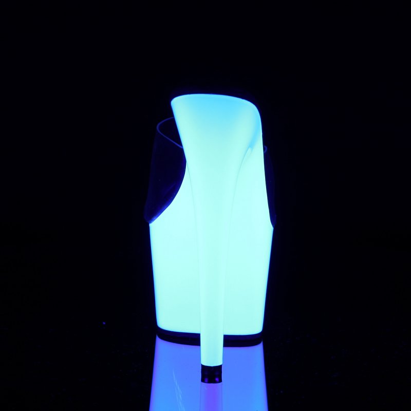 Bílé svítící sexy pantofle ADO701UV/C/NW | ADORE-701UV Pleaser - zezadu