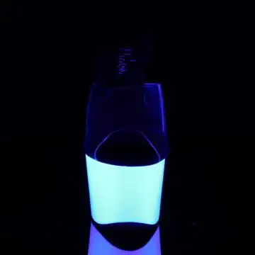 Bílé svítící sexy pantofle ADO701UV/C/NW | ADORE-701UV Pleaser - zepředu