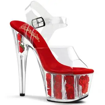 Sexy boty s červenými květy ADO708FL/C/R Pleaser | ADORE-708FL Pleaser