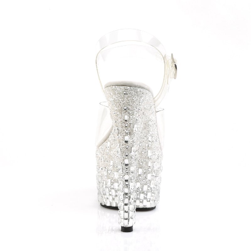 Luxusní sandály na krystalickém podpatku ADO708MR-5/C/W-S | ADORE-708MR-5 Pleaser - zezadu