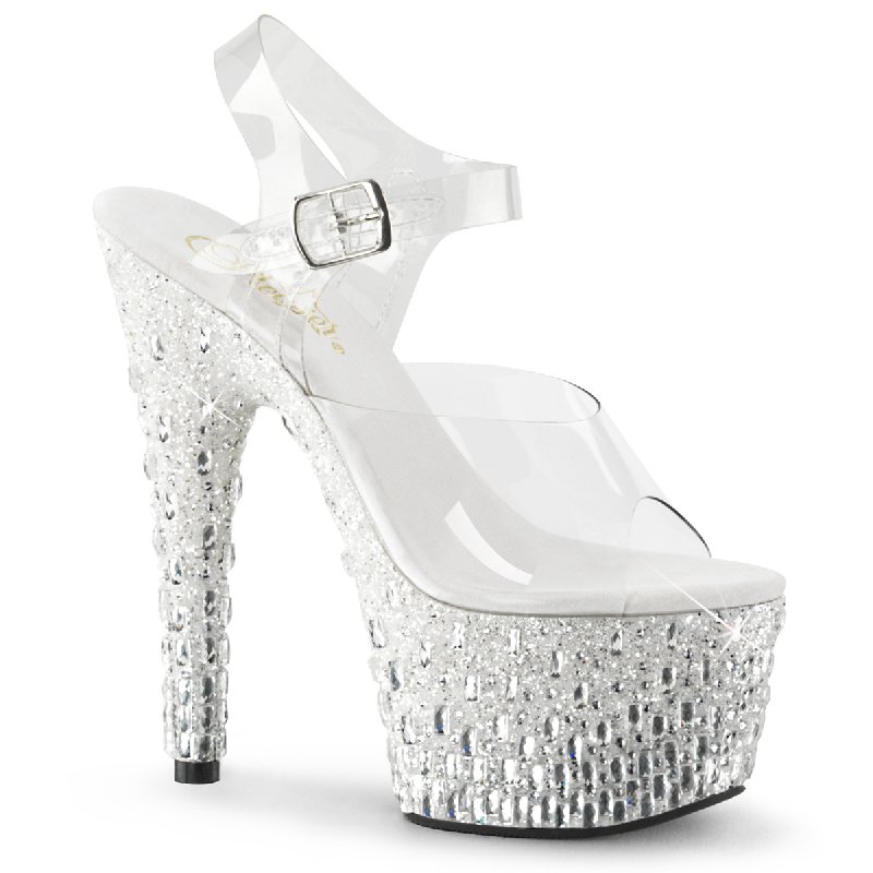 Luxusní sandály na krystalickém podpatku ADO708MR-5/C/W-S | ADORE-708MR-5 Pleaser