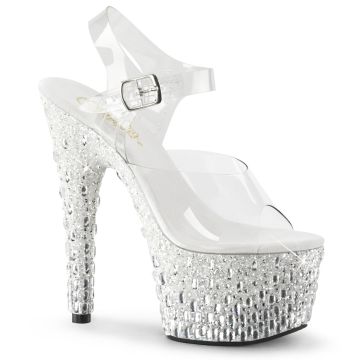 ADORE-708MR-5 | Luxusní sandály na krystalickém podpatku ADO708MR-5/C/W-S Pleaser