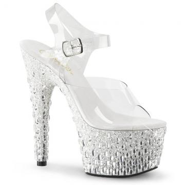 ADORE-708MR-5 | /C/W-S průhledné sexy sandály na krystalickém podpatku a platformě Pleaser