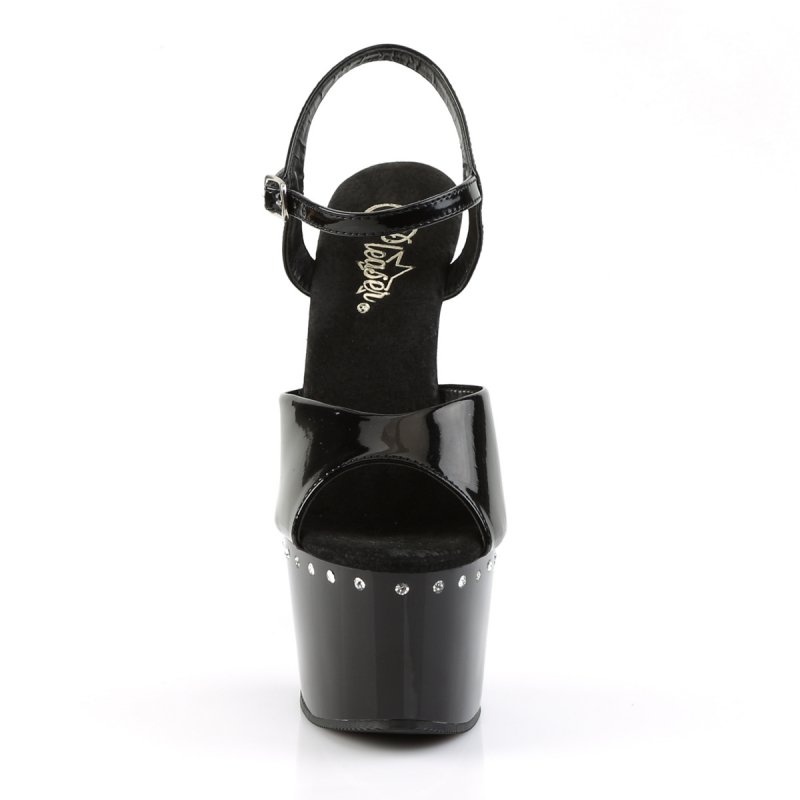 Černé sexy sandály ADO709LS/B/M Pleaser | ADORE-709LS Pleaser - zepředu