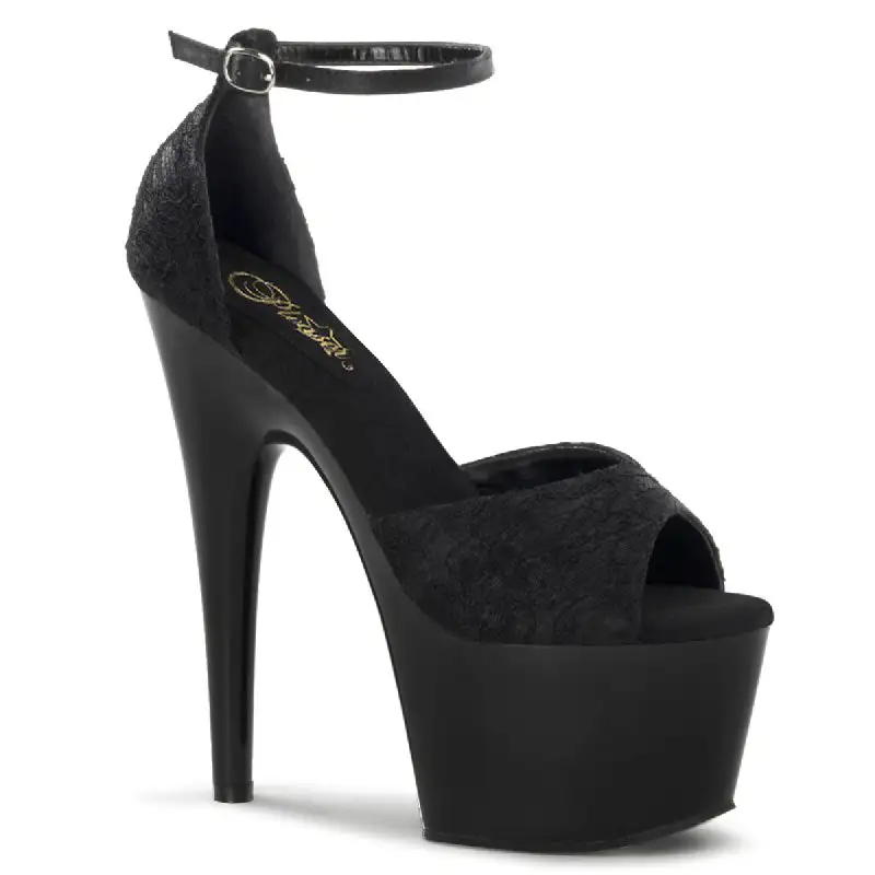 Černé sandály na platformě Pleaser ADO768/BSA-BLC/M