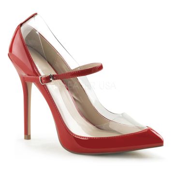 Moderní červeno průhledné lodičky AMUSE-21/R-C Pleaser