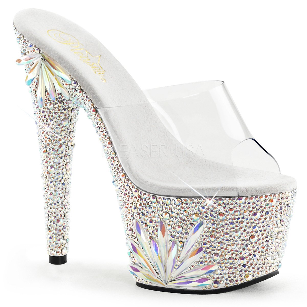 BEJEWELED-701FL Luxusní sexy stříbrná obuv na podpatku