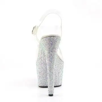 Stříbrné luxusní sandály Pleaser BEJ708DM/C/SMCRS | BEJEWELED-708DM Pleaser - zezadu