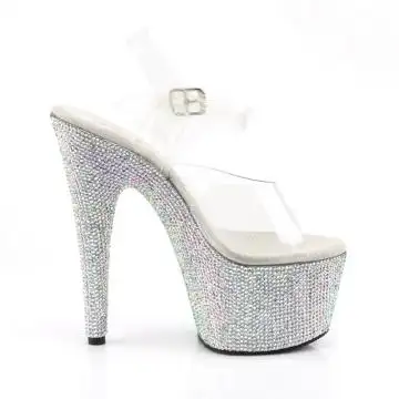Stříbrné luxusní sandály Pleaser BEJ708DM/C/SMCRS | BEJEWELED-708DM Pleaser - z vnějšku