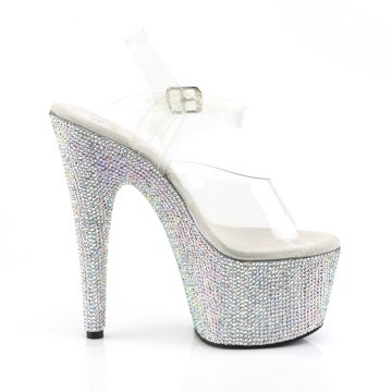 Stříbrné luxusní sandály Pleaser BEJ708DM/C/SMCRS | BEJEWELED-708DM Pleaser - z vnějšku Stříbrné luxusní sandály Pleaser BEJ708DM/C/SMCRS | BEJEWELED-708DM Pleaser - z vnějšku