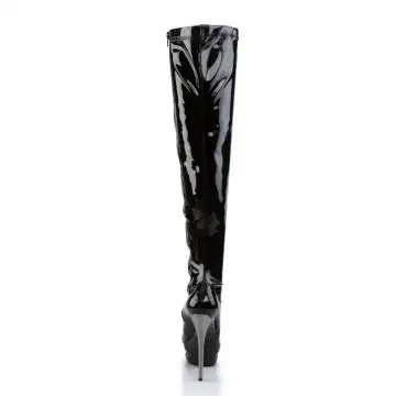 Černé na stehna vysoké kozačky BL3000/B/B-PCH Pleaser | BLONDIE-3000 Pleaser - zezadu