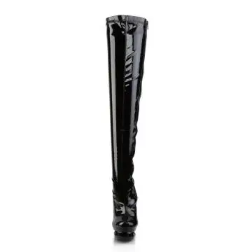 Černé na stehna vysoké kozačky BL3000/B/B-PCH Pleaser | BLONDIE-3000 Pleaser - zepředu