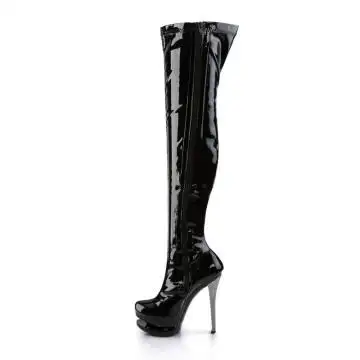 Černé na stehna vysoké kozačky BL3000/B/B-PCH Pleaser | BLONDIE-3000 Pleaser - z vnitřku