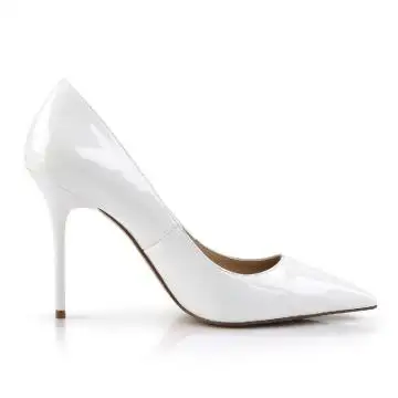 Bílé lodičky CLAS20/W na jehlovém podpatku | CLASSIQUE-20 Pleaser - z vnějšku