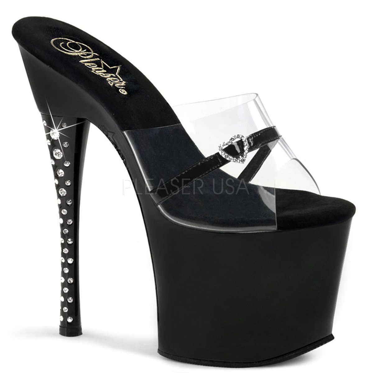 DIAMOND-701H/CB/B Černé sexy boty na extra vysokém podpatku | DIAMOND-701H Pleaser