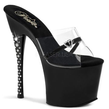 DIAMOND-701H/CB/B Černé sexy boty na extra vysokém podpatku Pleaser