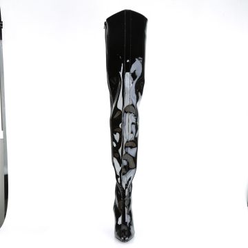 Černé erotické kozačky vysoké na stehna SED4010/B | SEDUCE-4010 Pleaser - zepředu