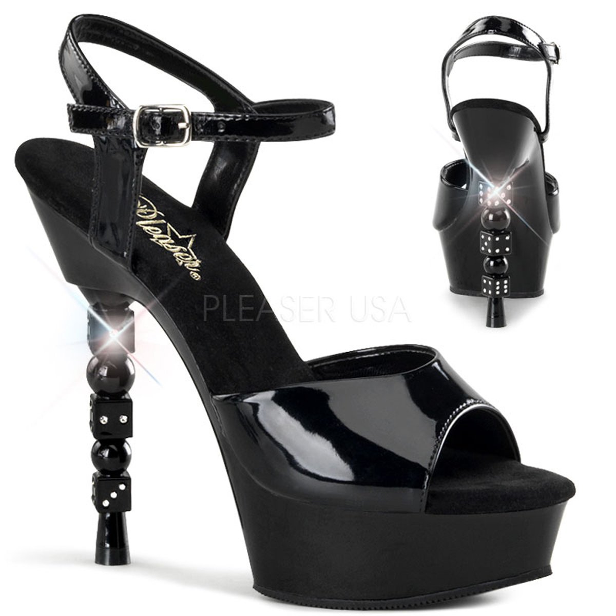 Sexy černé striptýzové sexy boty na podpatku a platformě DICE-609/B/M