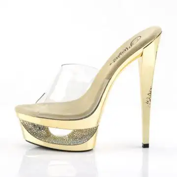 Zlaté jehlové pantofle Pleaser ECP601DM/C/GCH | ECLIPSE-601DM Pleaser - z vnitřku
