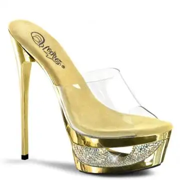 Zlaté jehlové pantofle Pleaser ECP601DM/C/GCH | ECLIPSE-601DM Pleaser