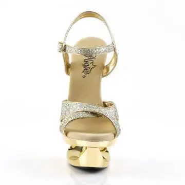 Zlaté sexy sandály na jehle ECP619G/G/M | ECLIPSE-619G Pleaser - zepředu