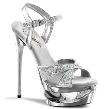ECLIPSE-619G | Stříbrné sexy sandály na jehle ECP619G/S/M Pleaser