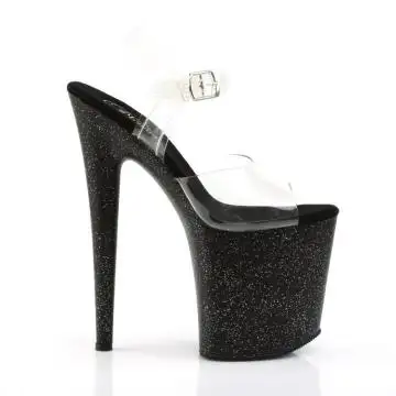 Černé sexy sandály na extra podpatku Pleaser FLAM808MG/C/B | FLAMINGO-808MG Pleaser - z vnějšku