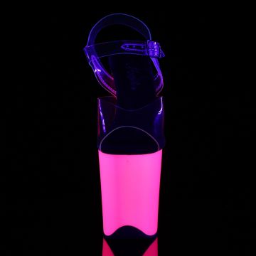 Růžové svítící boty na platformě FLAM808UV/C/NP | FLAMINGO-808UV Pleaser - zepředu Růžové svítící boty na platformě FLAM808UV/C/NP | FLAMINGO-808UV Pleaser - zepředu
