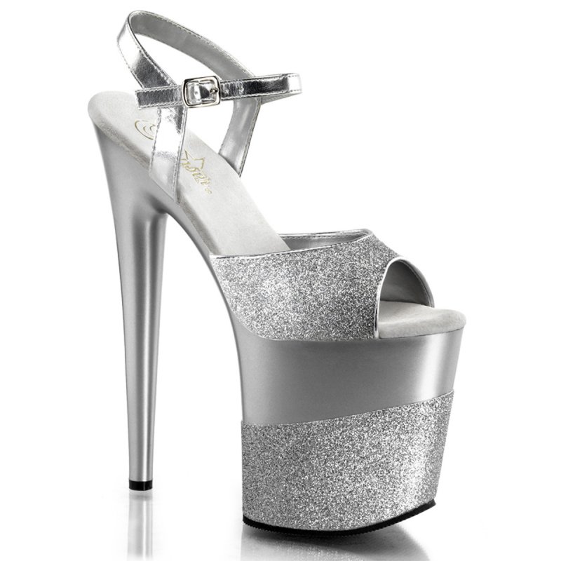 Stříbrné sexy boty FLAMINGO-809-2G/S/S-G | FLAMINGO-809-2G Pleaser