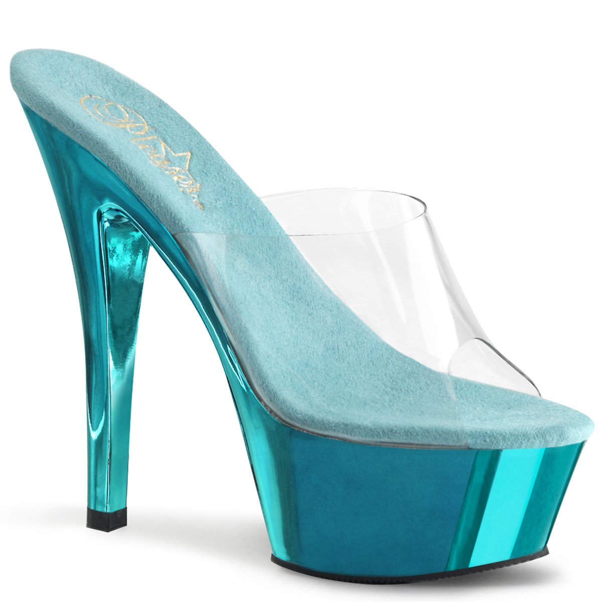Tyrkysové sexy pantofle KISS201/C/TECH | KISS-201 Pleaser
