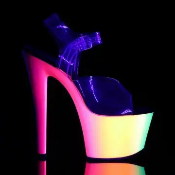 UV reaktivní strip sandály Pleaser RBOW308UV/C/NMC | RAINBOW-308UV Pleaser - z vnějšku