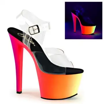 UV reaktivní strip sandály Pleaser RBOW308UV/C/NMC | RAINBOW-308UV Pleaser