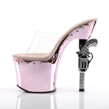 Sexy růžové strip pantofle REVOLVER-701LS/C/BPCH Pleaser - z vnitřku