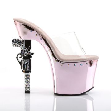 Sexy růžové strip pantofle REVOLVER-701LS/C/BPCH Pleaser - z vnějšku