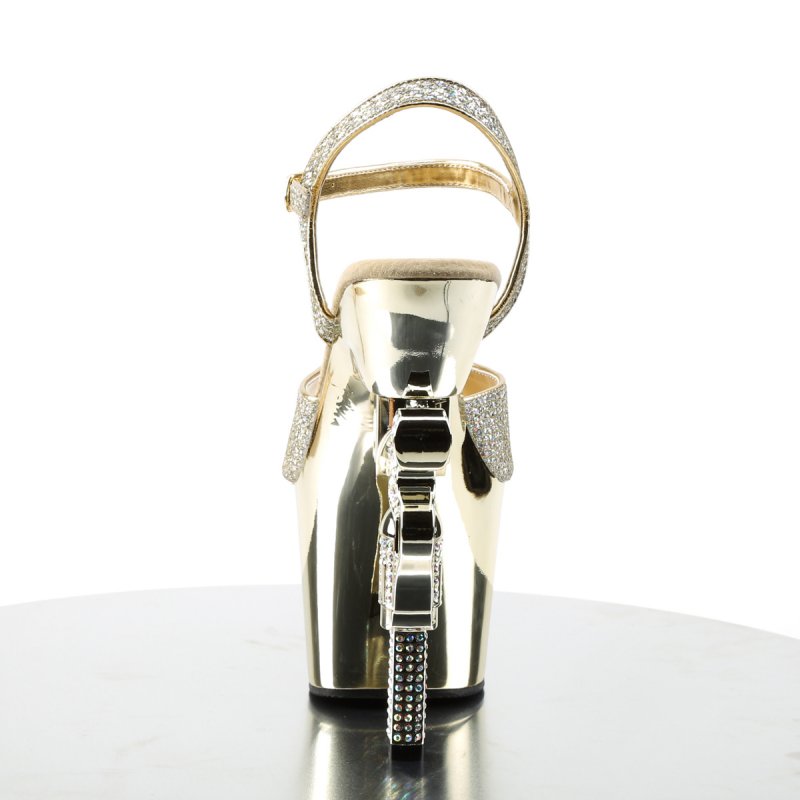 Zlaté sexy boty na striptýz REV709G/GG/M | REVOLVER-709G Pleaser - zezadu