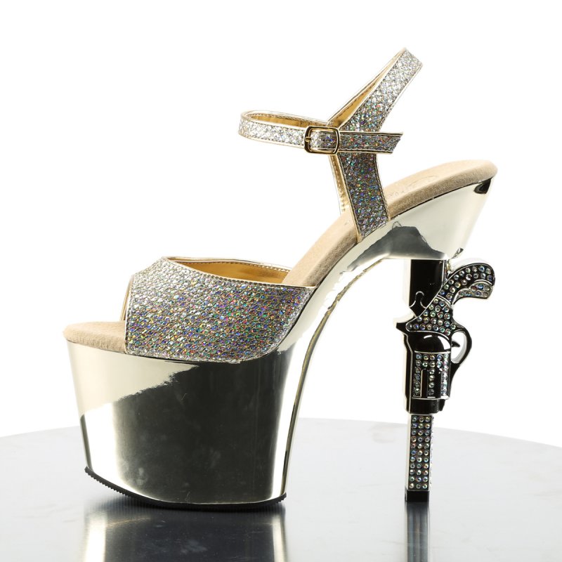 Zlaté sexy boty na striptýz REV709G/GG/M | REVOLVER-709G Pleaser - z vnitřku