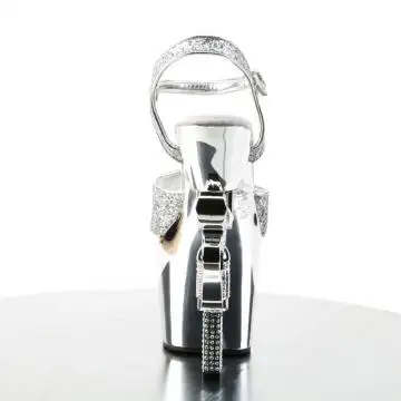 Stříbrné sexy boty na striptýz REV709G/SG/M | REVOLVER-709G Pleaser - zezadu