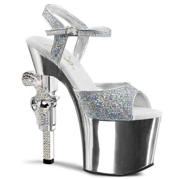 Stříbrné sexy boty na striptýz REV709G/SG/M | REVOLVER-709G Pleaser Stříbrné sexy boty na striptýz REV709G/SG/M | REVOLVER-709G Pleaser