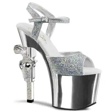 Stříbrné sexy boty na striptýz REV709G/SG/M | REVOLVER-709G Pleaser