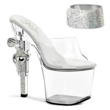 Průhledné boty Pleaser REV712/C/M s podpatkem tvaru pistole | REVOLVER-712 Pleaser