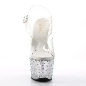 Průhledné luxusní sandály Pleaser STDANCE708/C/M | STARDANCE-708 Pleaser - zepředu