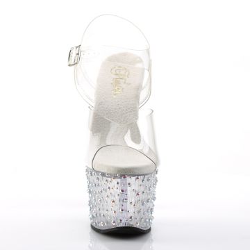 Průhledné luxusní sandály Pleaser STDANCE708/C/M | STARDANCE-708 - zepředu