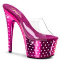 STARDUST-701 Růžové/průhledné strip taneční sexy boty na podpatku a platformě