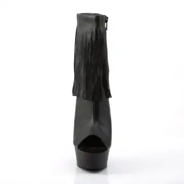 Černé go-go kozačky s třásněmi Pleaser DEL1019/BPU/M | DELIGHT-1019 Pleaser - zepředu
