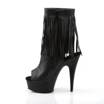 Černé go-go kozačky s třásněmi Pleaser DEL1019/BPU/M | DELIGHT-1019 Pleaser - z vnitřku
