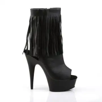 Černé go-go kozačky s třásněmi Pleaser DEL1019/BPU/M | DELIGHT-1019 Pleaser - z vnějšku