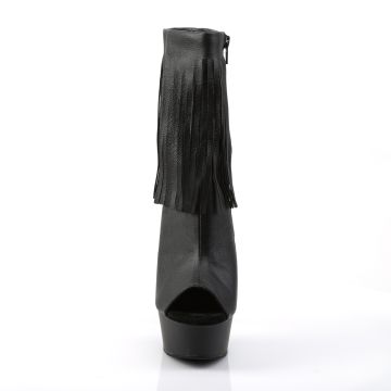 Černé go-go kozačky s třásněmi Pleaser DEL1019/BPU/M | DELIGHT-1019 Pleaser - zepředu